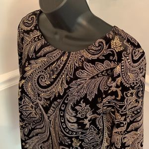 Coco Bianco Black Stretch Velvet Metallic Tunic Size M NWT